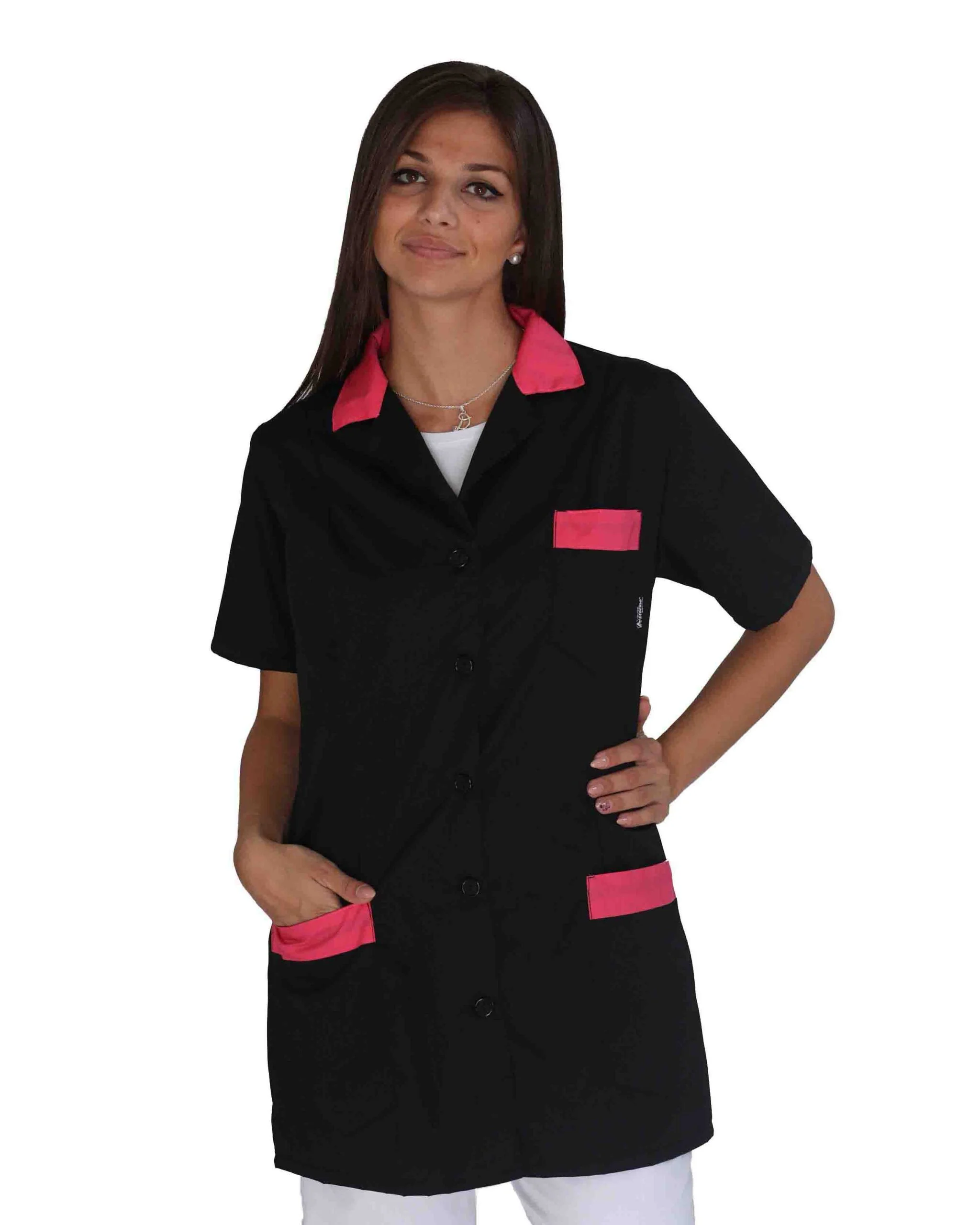 Camice da Lavoro Donna Nero e Fucsia Moda